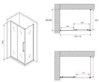 Душевой уголок ABBER Schwarzer Diamant AG30110BH-S50B 110x50см чёрный
